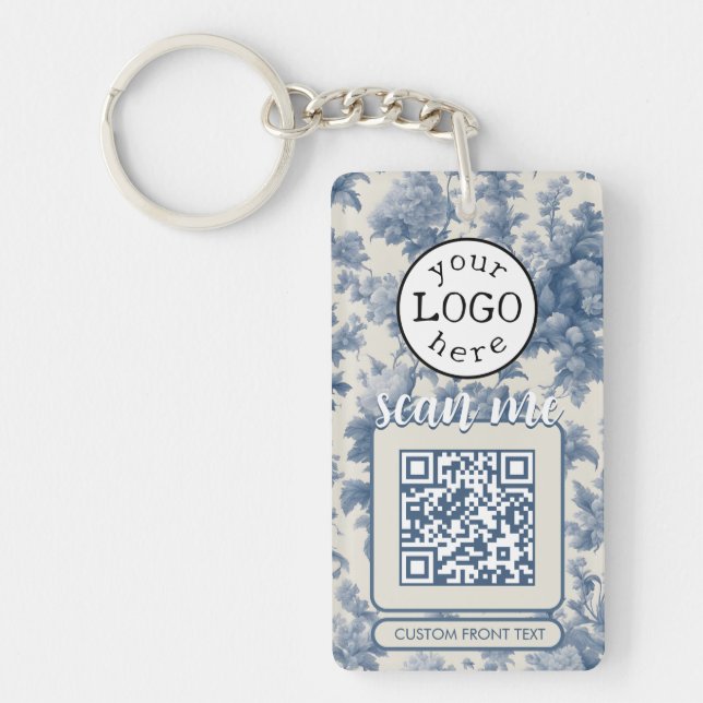 Porte-clefs Double QR Code pour Business Elegant Blue Toile (Devant)