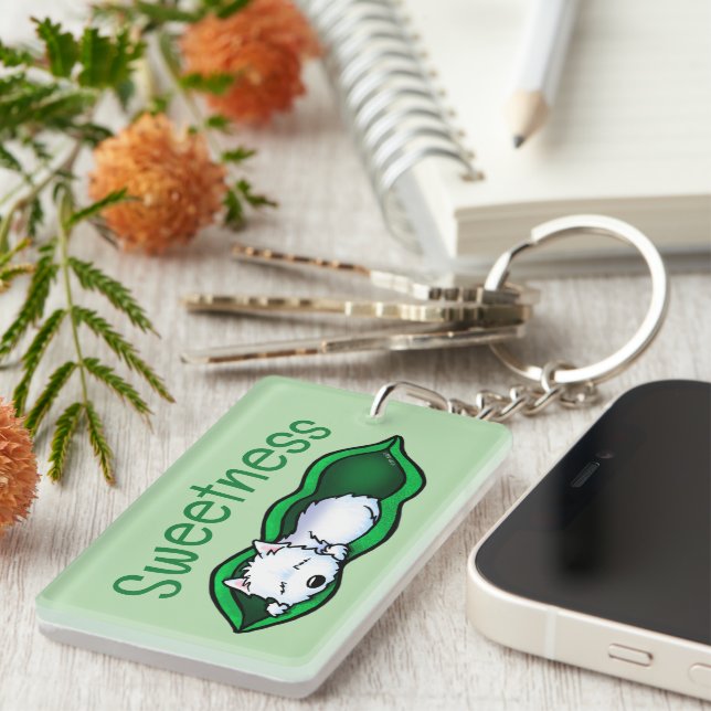 Porte-clefs Douce Westie Terrier Cosse de Pois  (Devant droit)