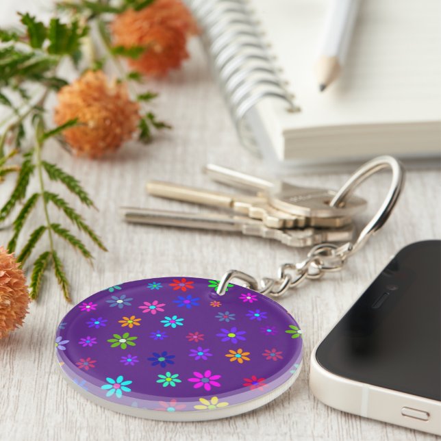 Porte-clefs Douche à fleurs - motif de couleur 1 (Devant Droit)