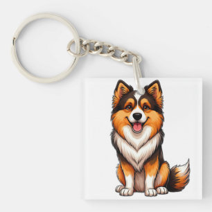 Porte-clefs Doux chiot Dessin animé de chien de berger islanda