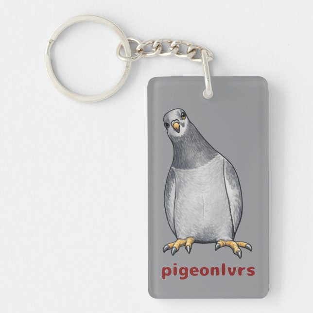 Porte-clefs Doux pigeons rectangulaires (Devant)
