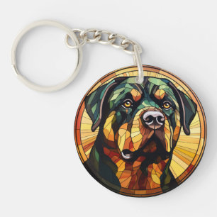 Porte-clefs Doux tournevis en verre chien Rottweiler