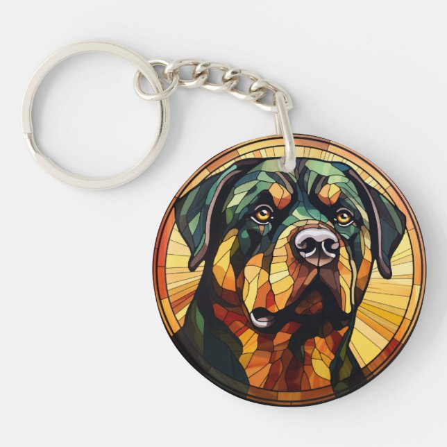 Porte-clefs Doux tournevis en verre chien Rottweiler (Devant)
