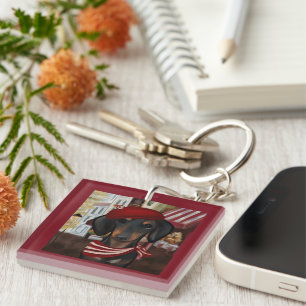 Porte-clefs Doxie noir et marron