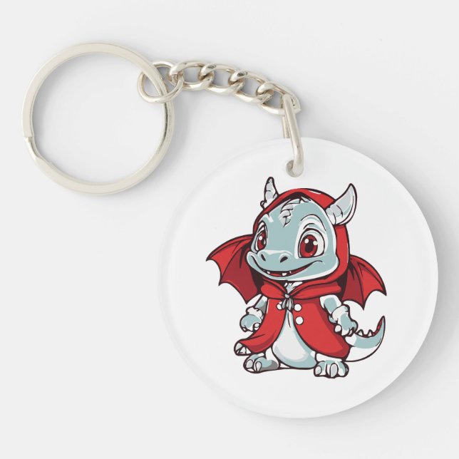 Porte-clefs Dragon Albino en Rouge (Devant)