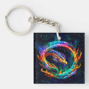 Porte-clefs Dragon artistique Ouroboros vibrant symbole