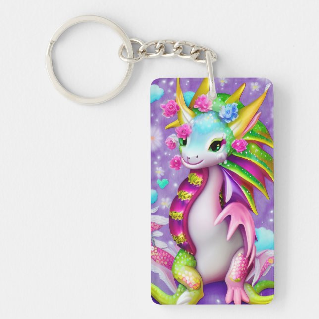 Porte-clefs Dragon Bébé coloré (Devant)