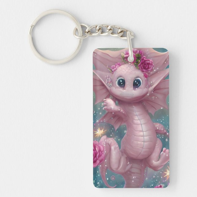 Porte-clefs Dragon Bébé Rose (Devant)