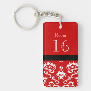 Porte-clefs Dragon blanc rouge