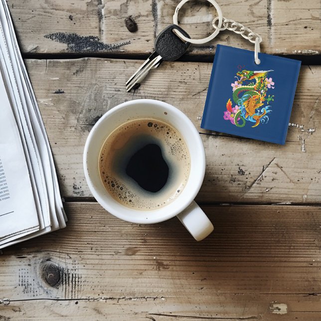 Porte-clefs Dragon chinois vert Koi (Créateur téléchargé)