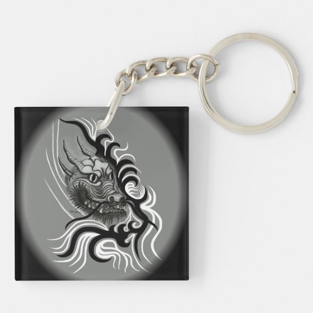 Porte-clefs Dragon de Chine dans le style de tatouage (Dos)