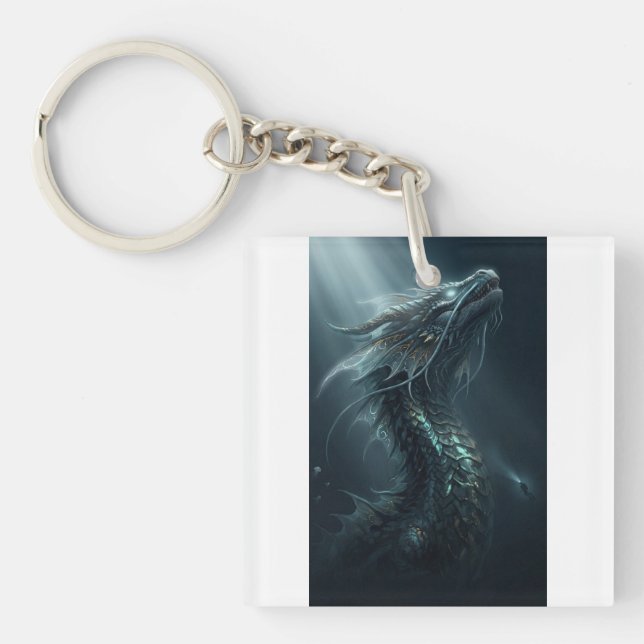 Porte-clefs Dragon de mer à écaille dorée majestueux - Guar de (Devant)