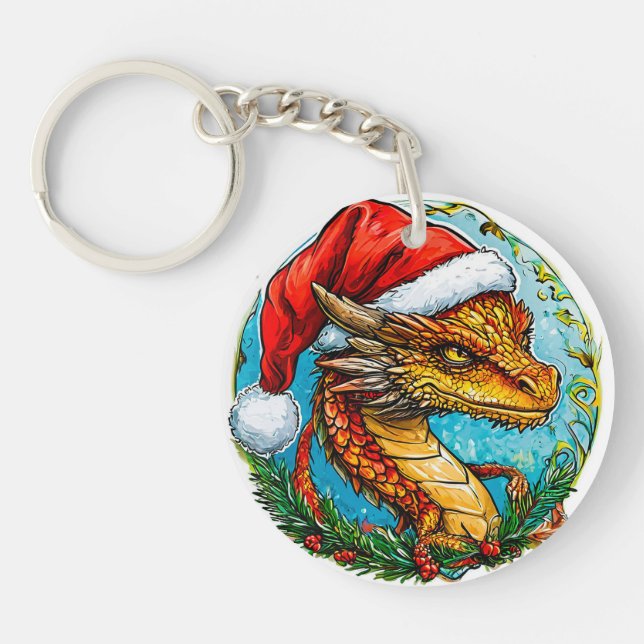 Porte-clefs dragon de Noël (Devant)