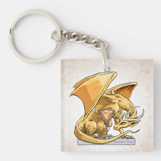 Porte-clefs Dragon de pierre de naissance de novembre : Topaz (Devant)