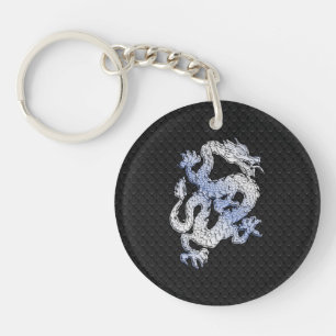 Porte-clefs Dragon de style Chrome dans Peau de serpent noir I