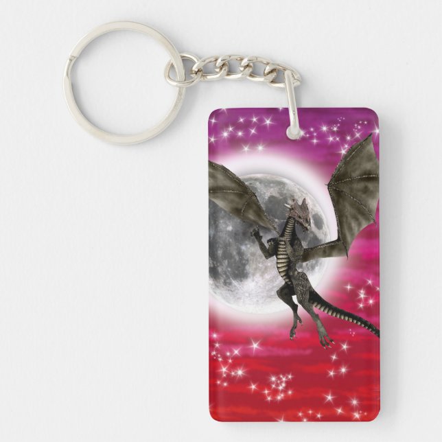Porte-clefs Dragon noir - Créature Fantastique Mythique Ciel R (Devant)