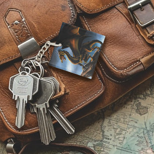 Porte-clefs Dragon noir cuivre or