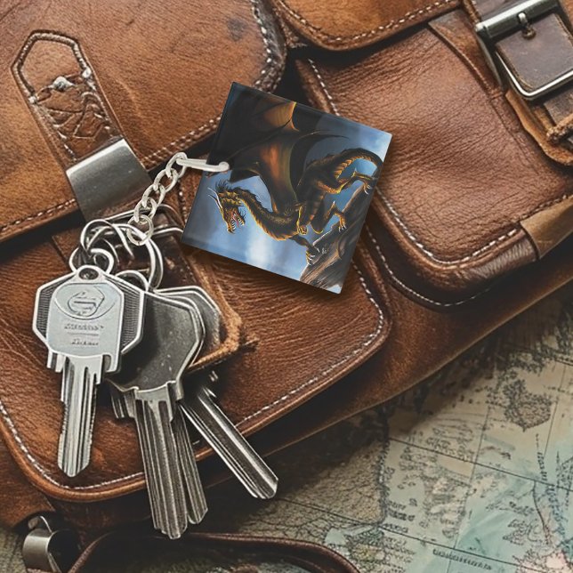 Porte-clefs Dragon noir cuivre or (Créateur téléchargé)