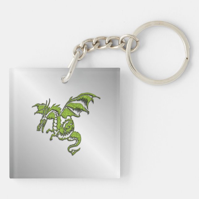 Porte-clefs Dragon vert sur argent (Dos)
