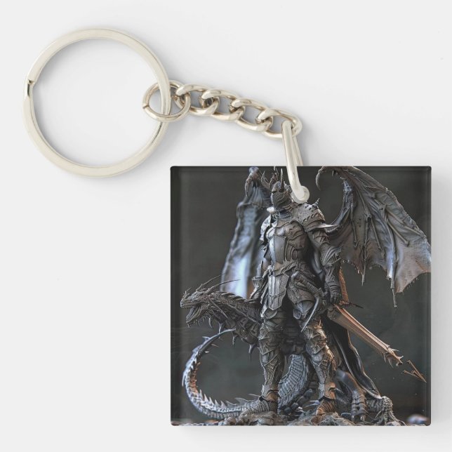 Porte-clefs Dragon Warrior Nom customisé et date (Devant)