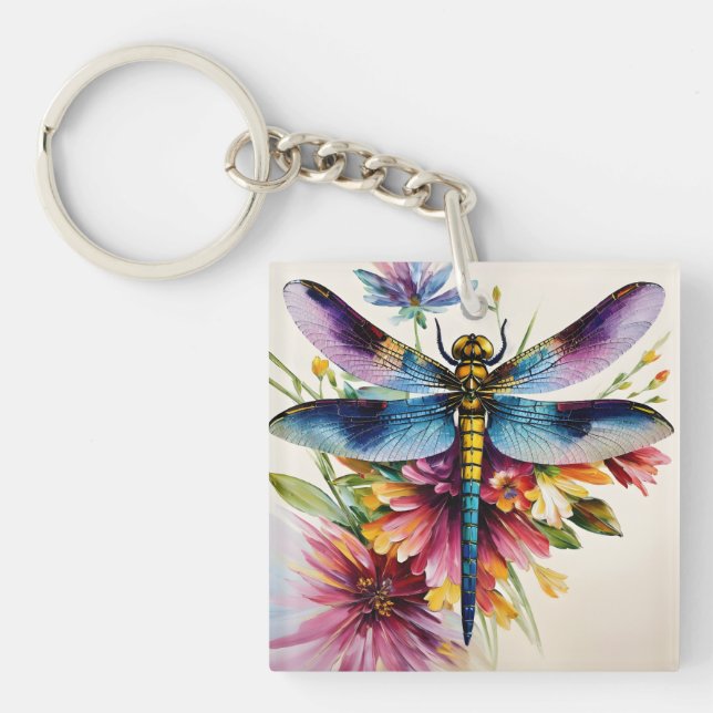 Porte-clefs Dragonfly Floral Multicolor Art (Devant)
