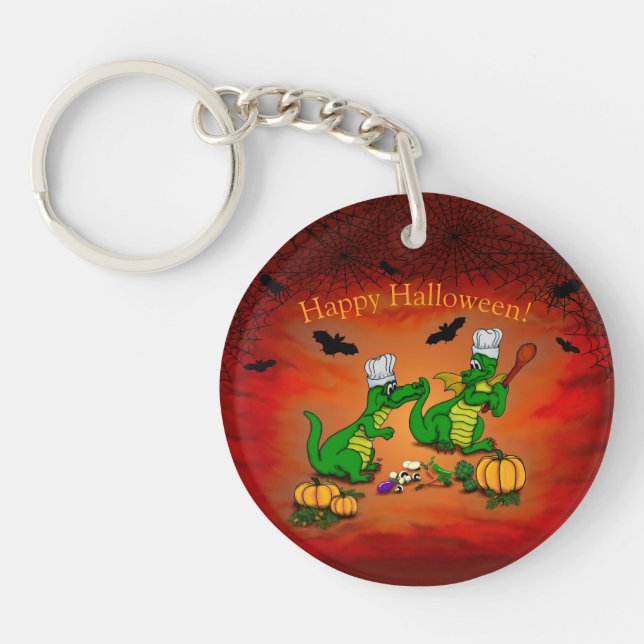 Porte-clefs Dragons - Joyeux Halloween ! Aujourd'hui je vais c (Devant)