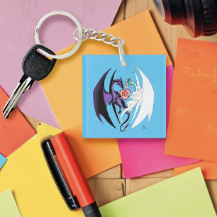 Porte-clefs Dragons Love Heart Blue