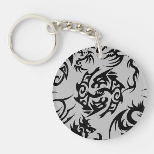 Porte-clefs Dragons noirs motif contour.b Gray BG