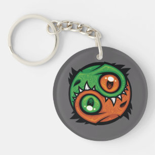 Porte-clefs Dragons Yin Yang Verts et Orange