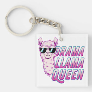Porte-clefs Drama Llama Queen Cute Llama Avec Lunettes De Sole