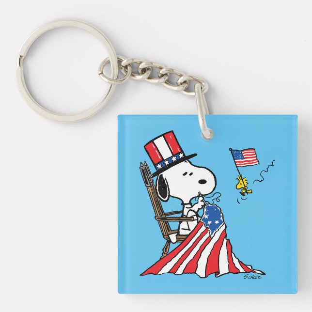 Porte-clefs Drapeau 4 juillet à coudre Snoopy (Devant)