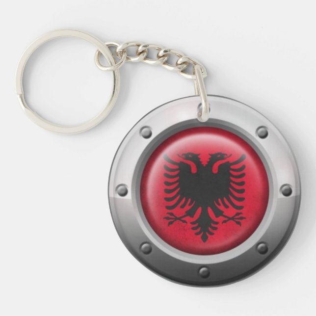 Porte-clefs Drapeau albanais industriel avec le graphique en (Devant)