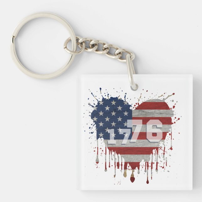 Porte-clefs Drapeau américain 1776 (Devant)