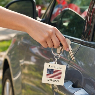 Porte-clefs Drapeau Américain 1776 à 2026 États-Unis 250e Anni