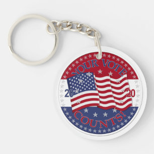 Porte-clefs Drapeau américain 2020 Votre vote compte