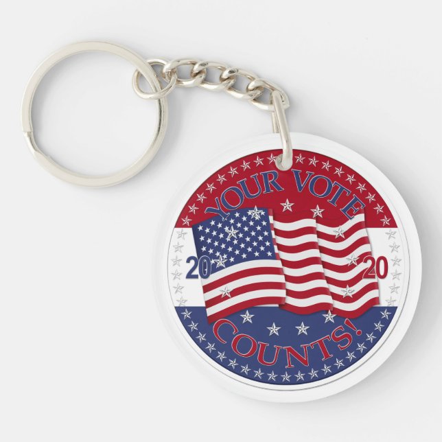 Porte-clefs Drapeau américain 2020 Votre vote compte (Devant)
