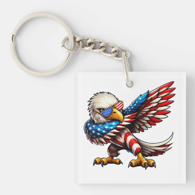 Porte-clefs Drapeau américain Bald Eagle 4 juillet patriotique (Devant)
