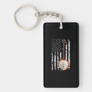 Porte-clefs Drapeau américain Bluegrass Banjo