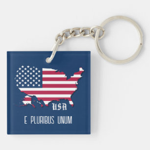 Porte-clefs Drapeau américain customisé sur la carte, USA et d