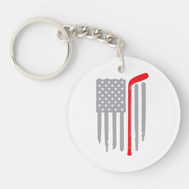 Porte-clefs Drapeau américain de hockey (Devant)