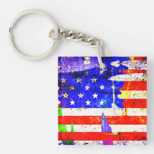 Porte-clefs Drapeau américain Grunge