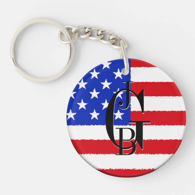 Porte-clefs Drapeau américain patriotique monogramme (Devant)