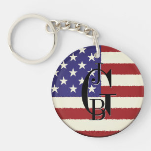 Porte-clefs Drapeau américain patriotique monogramme