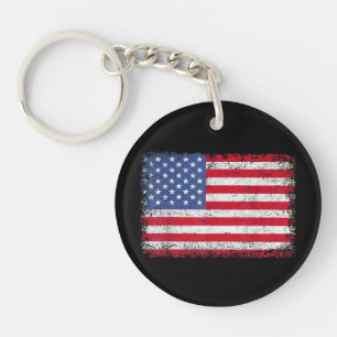 Porte-clefs Drapeau Américain Patriotique Pour Hommes Femmes E