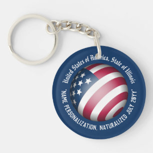 Porte-clefs Drapeau américain personnalisé Iconique Rouge, Bla