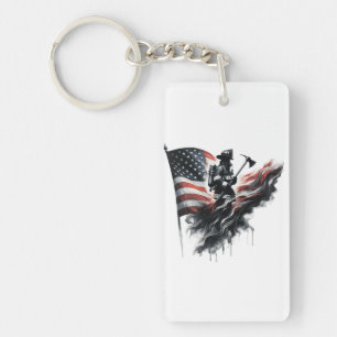 Porte-clefs Drapeau américain. Pompier
