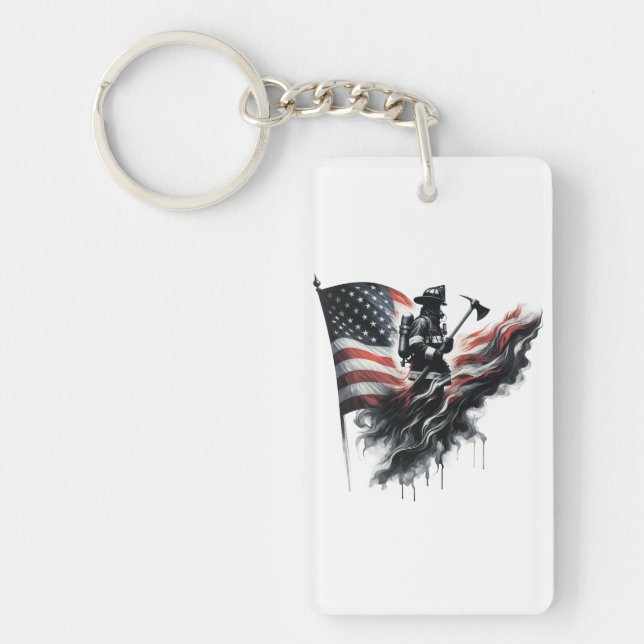 Porte-clefs Drapeau américain. Pompier (Devant)