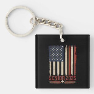 Porte-clefs Drapeau américain Senior 2025 USA Promotion de fin