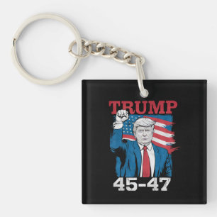 Porte-clefs Drapeau américain Trump 45 47 Vintage Rétro USA