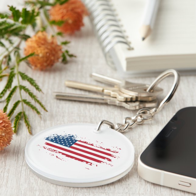 Porte-clefs Drapeau américain USA (Devant Droit)